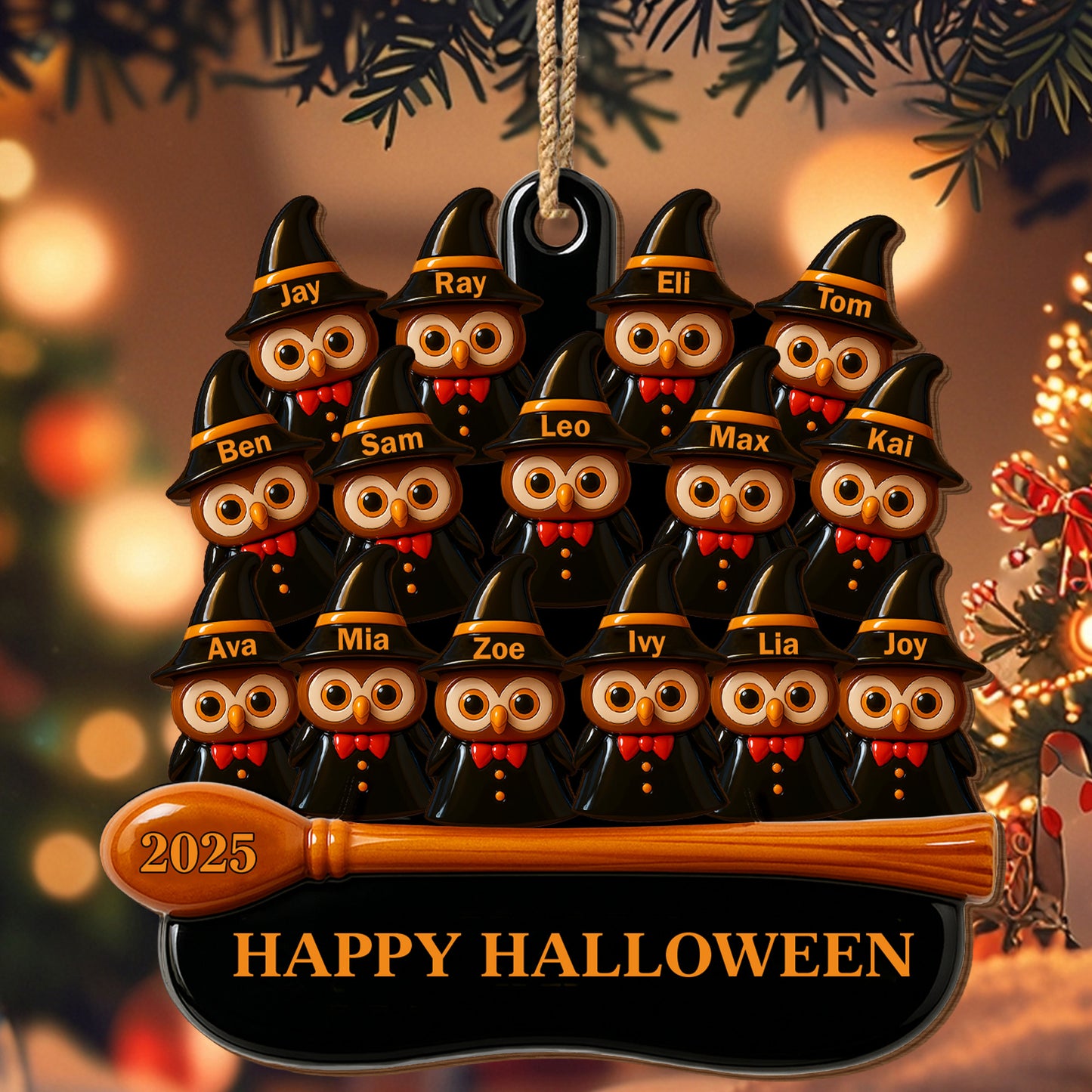 Happy Halloween Owl Family Decoration