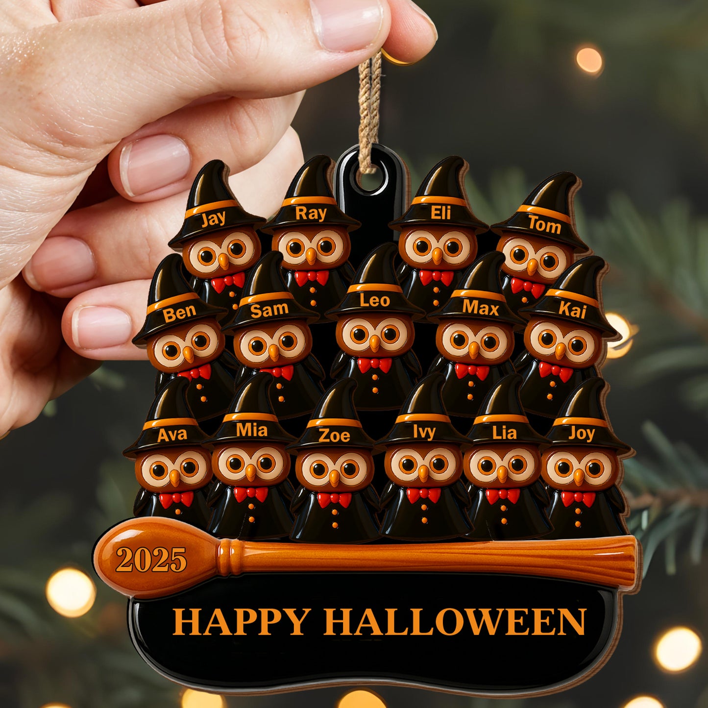 Happy Halloween Owl Family Decoration