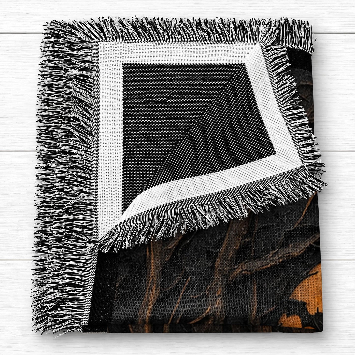 Mystical Witch Soaring Through The Moonlit Forest With Bats And Broomstick - Personalized Woven Blanket - HALW178_WOBLK