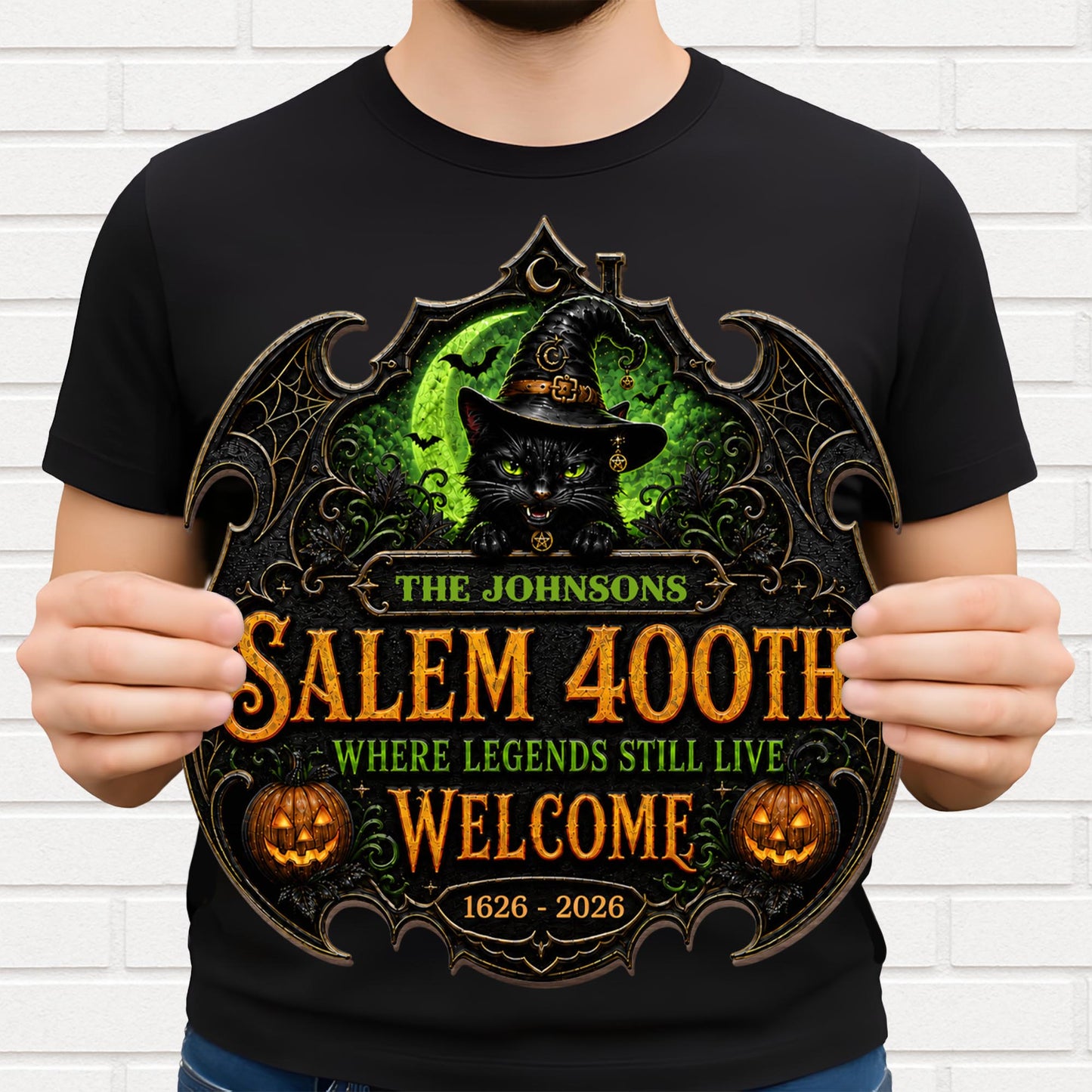 Salem Where Legends Still Live Welcome Black Cat And Pumpkin - Personalized Custom Shaped Wood Sign - HALW180_WSIGN