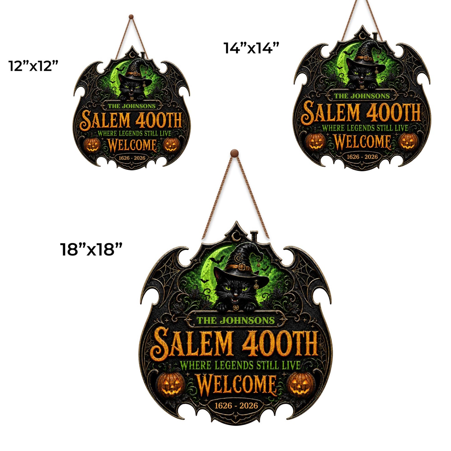 Salem Where Legends Still Live Welcome Black Cat And Pumpkin - Personalized Custom Shaped Wood Sign - HALW180_WSIGN