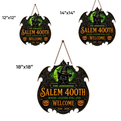 Salem Where Legends Still Live Welcome Black Cat And Pumpkin - Personalized Custom Shaped Wood Sign - HALW180_WSIGN