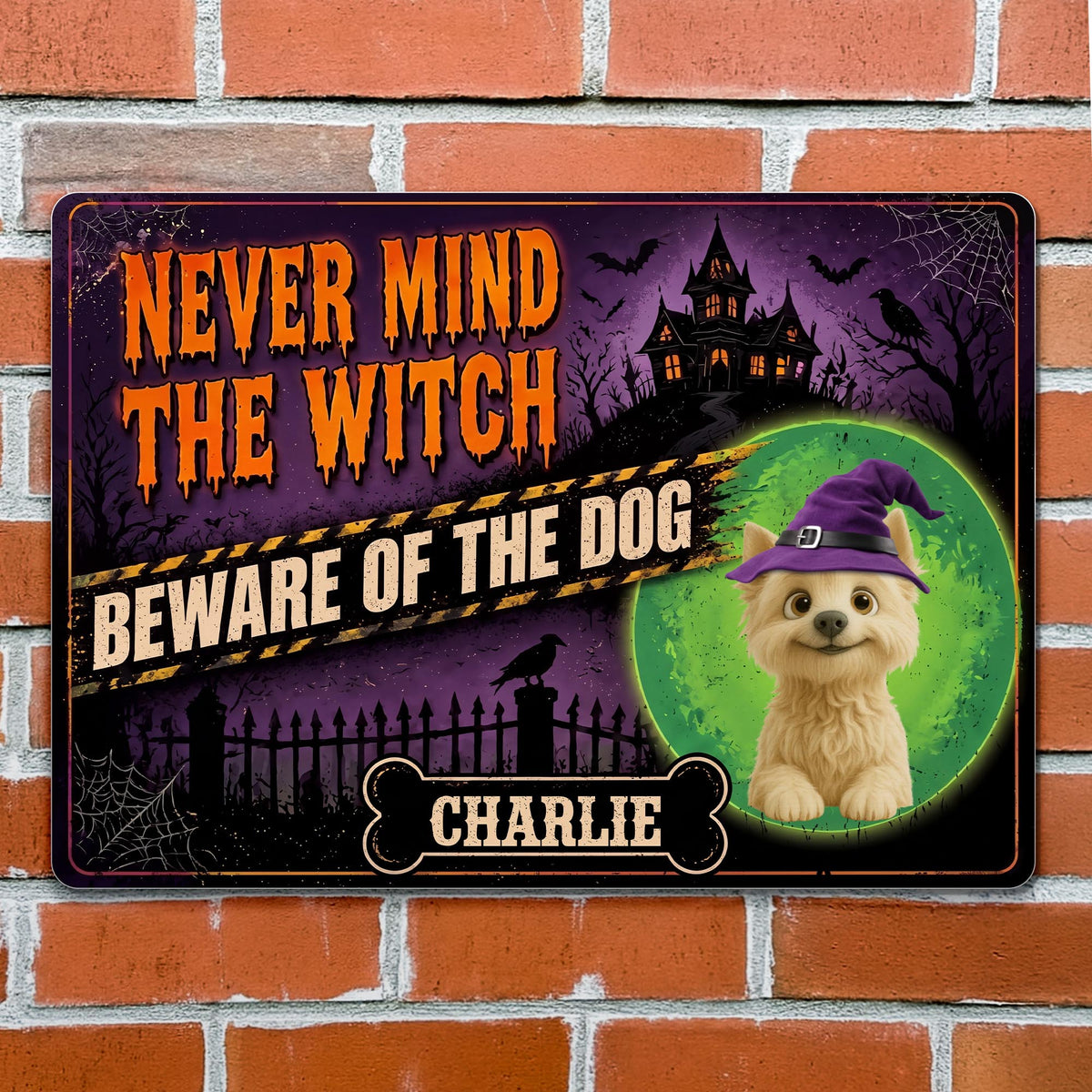 Never Mind The Witch Beware Of The Dog, Personalized Metal Sign, Gift ...