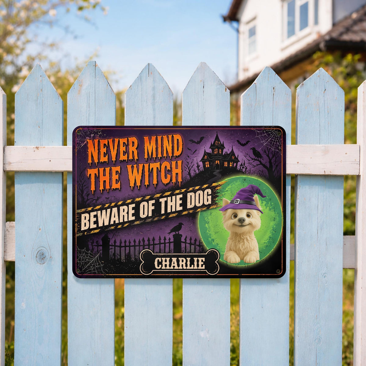 Never Mind The Witch Beware Of The Dog, Personalized Metal Sign, Gift ...
