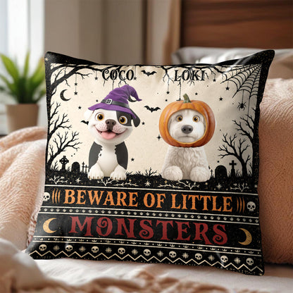 Beware Of Little Woofster Funny Halloween Dog With Bat Wings - Personalized Custom Pillow, Insert Included - HALW237_PLW