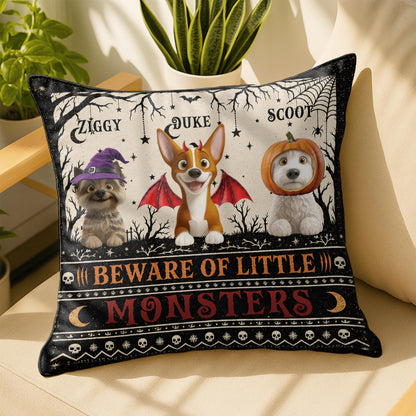 Beware Of Little Woofster Funny Halloween Dog With Bat Wings - Personalized Custom Pillow, Insert Included - HALW237_PLW