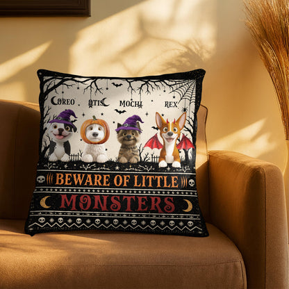 Beware Of Little Woofster Funny Halloween Dog With Bat Wings - Personalized Custom Pillow, Insert Included - HALW237_PLW