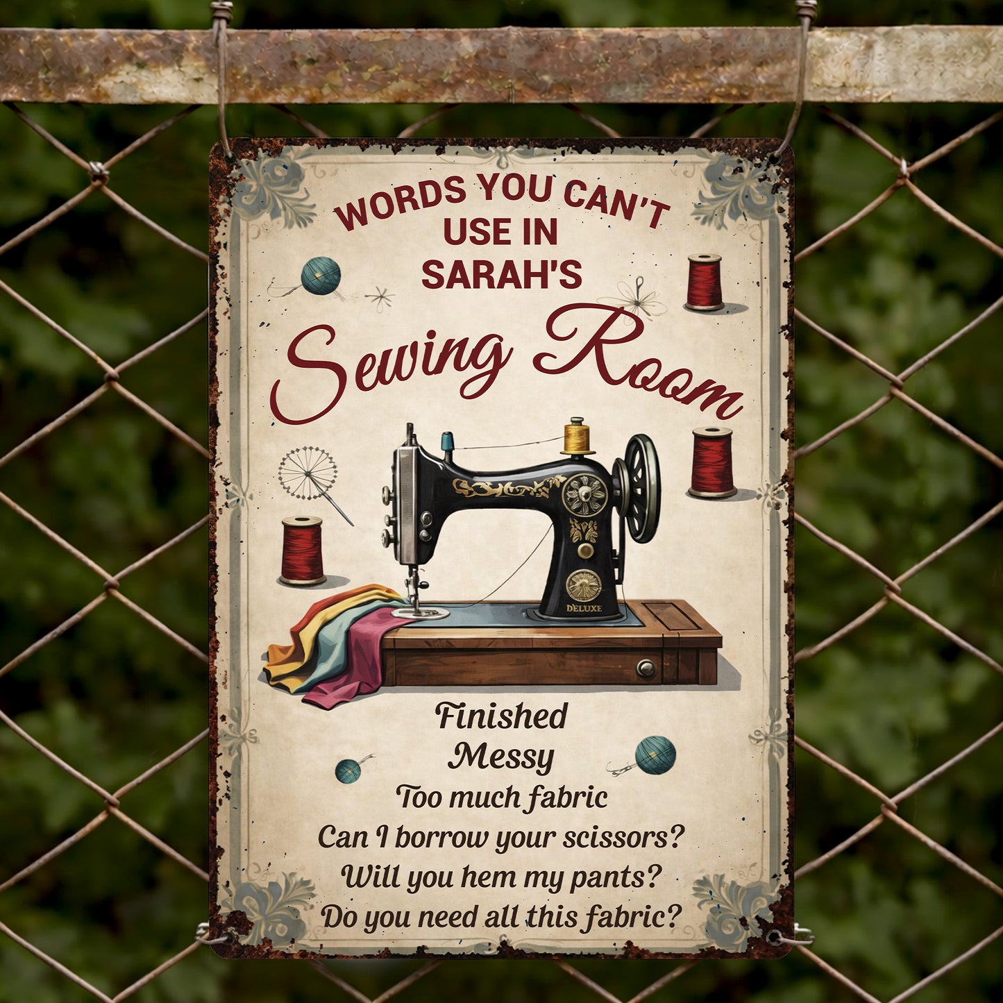 Words You Can't Use In My Sewing Room Sign