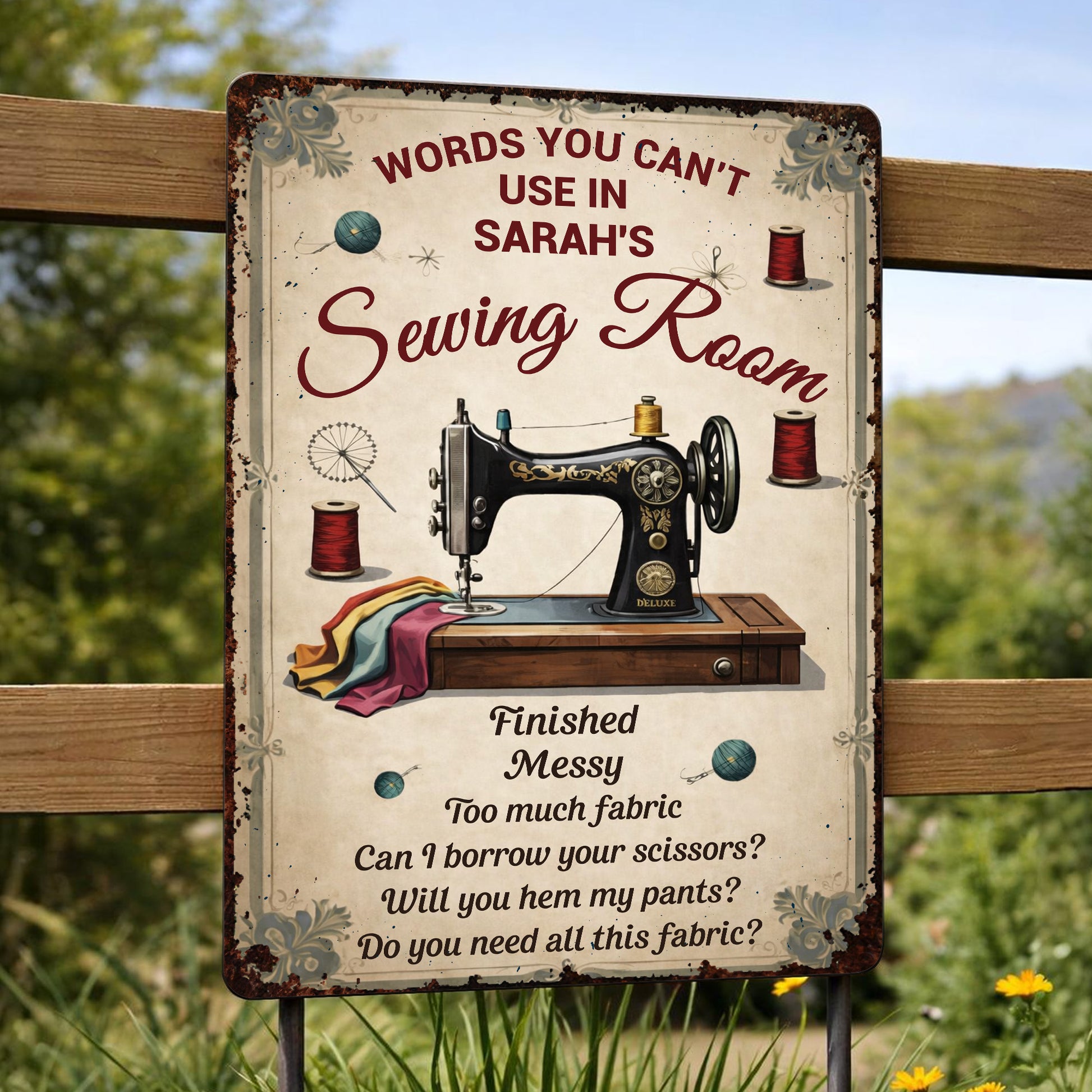 Words You Can't Use In My Sewing Room Sign