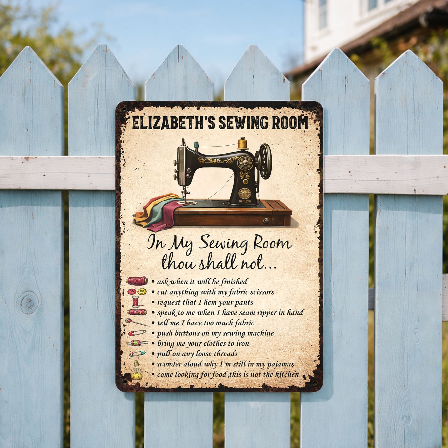 In My Sewing Room, Thou Shall Not, Sewing Machine and Scissors