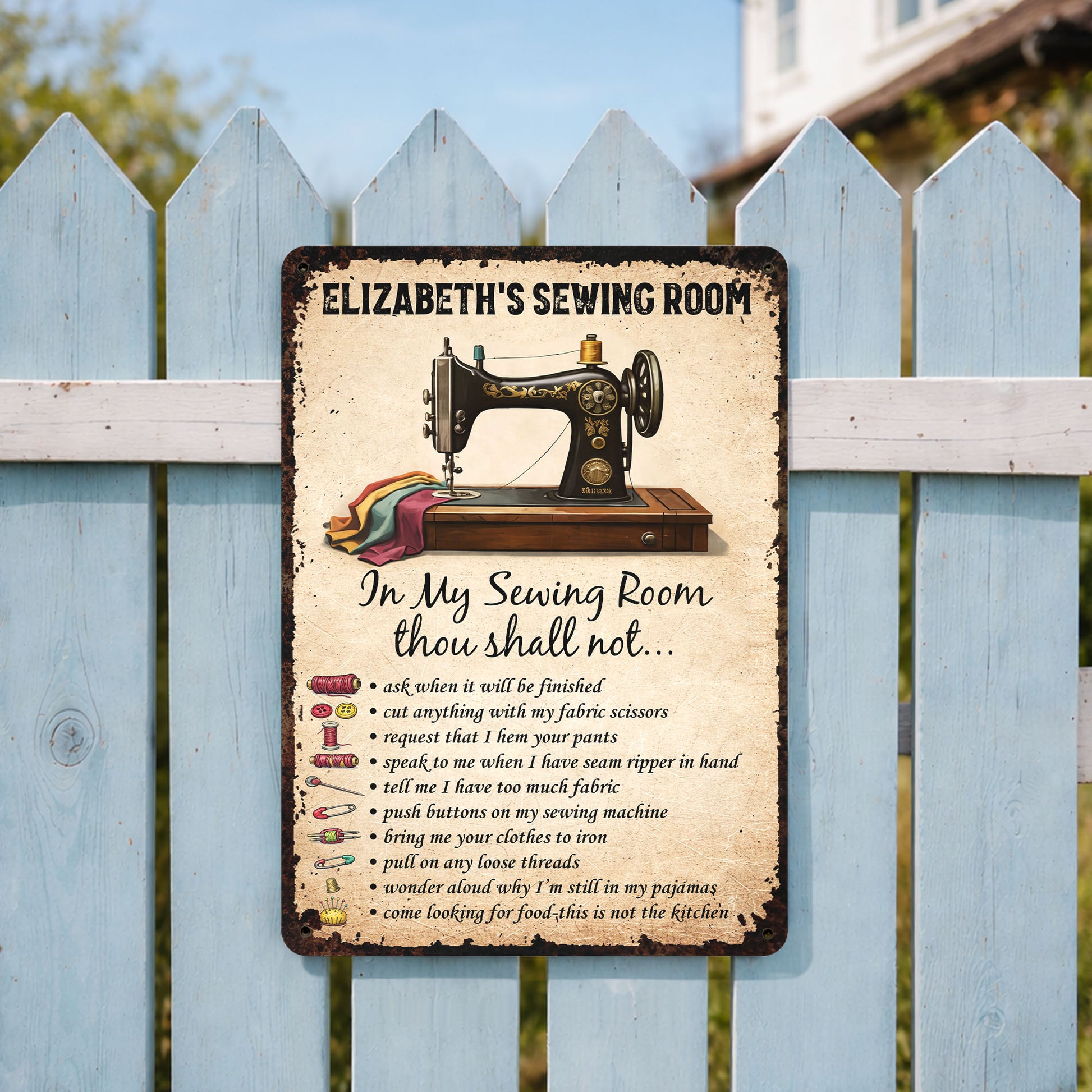 In My Sewing Room, Thou Shall Not, Sewing Machine and Scissors