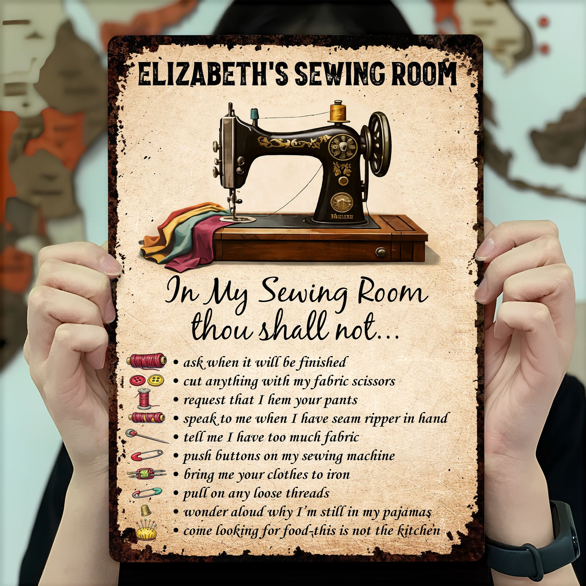 In My Sewing Room, Thou Shall Not, Sewing Machine and Scissors