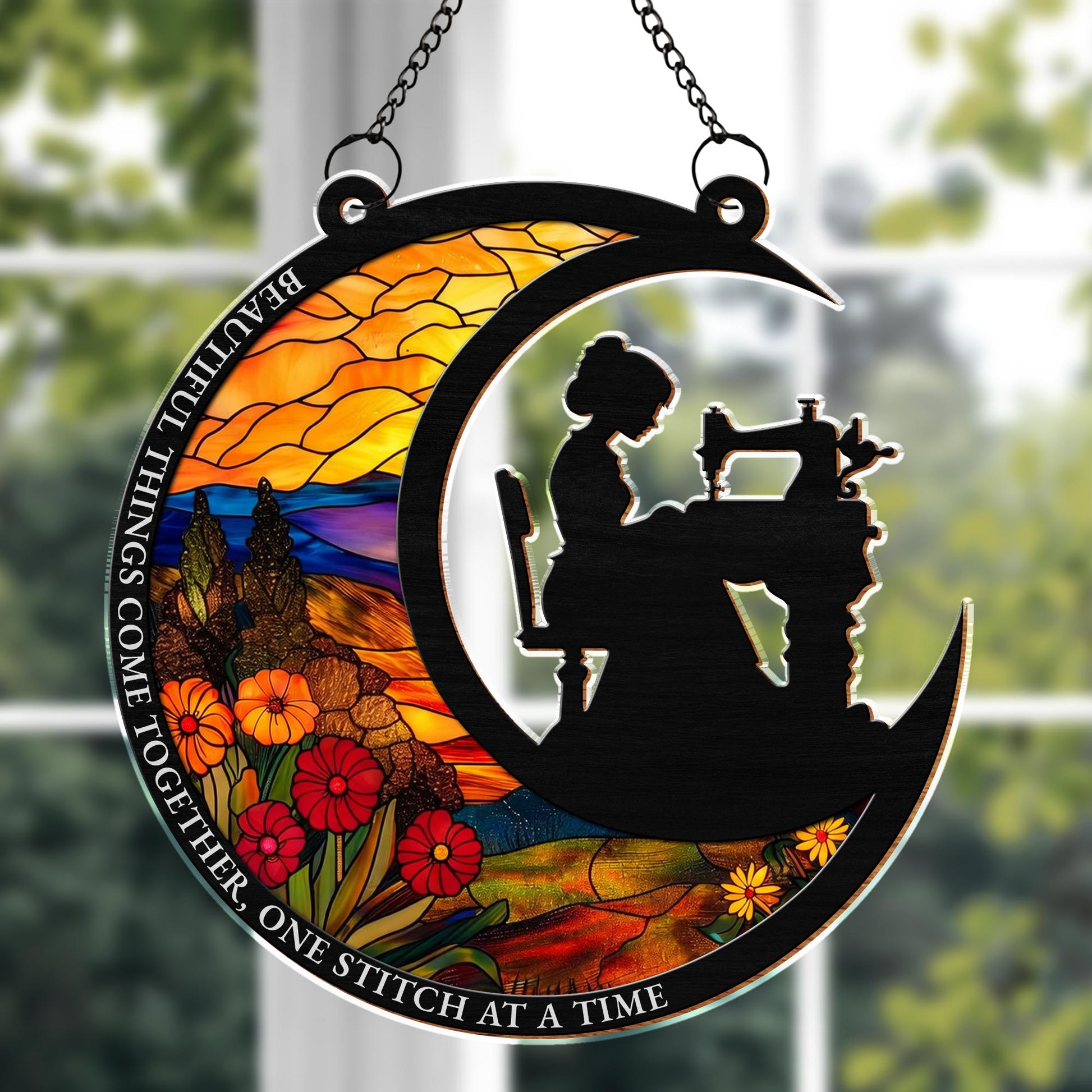 Beautiful Things Come Together, Woman Sewing and Flowers