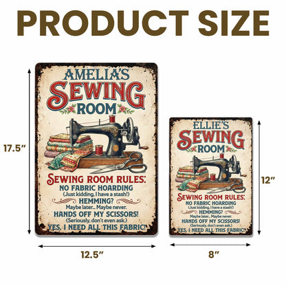 Sewing Room Rules With Vintage Sewing Machine And Fabric