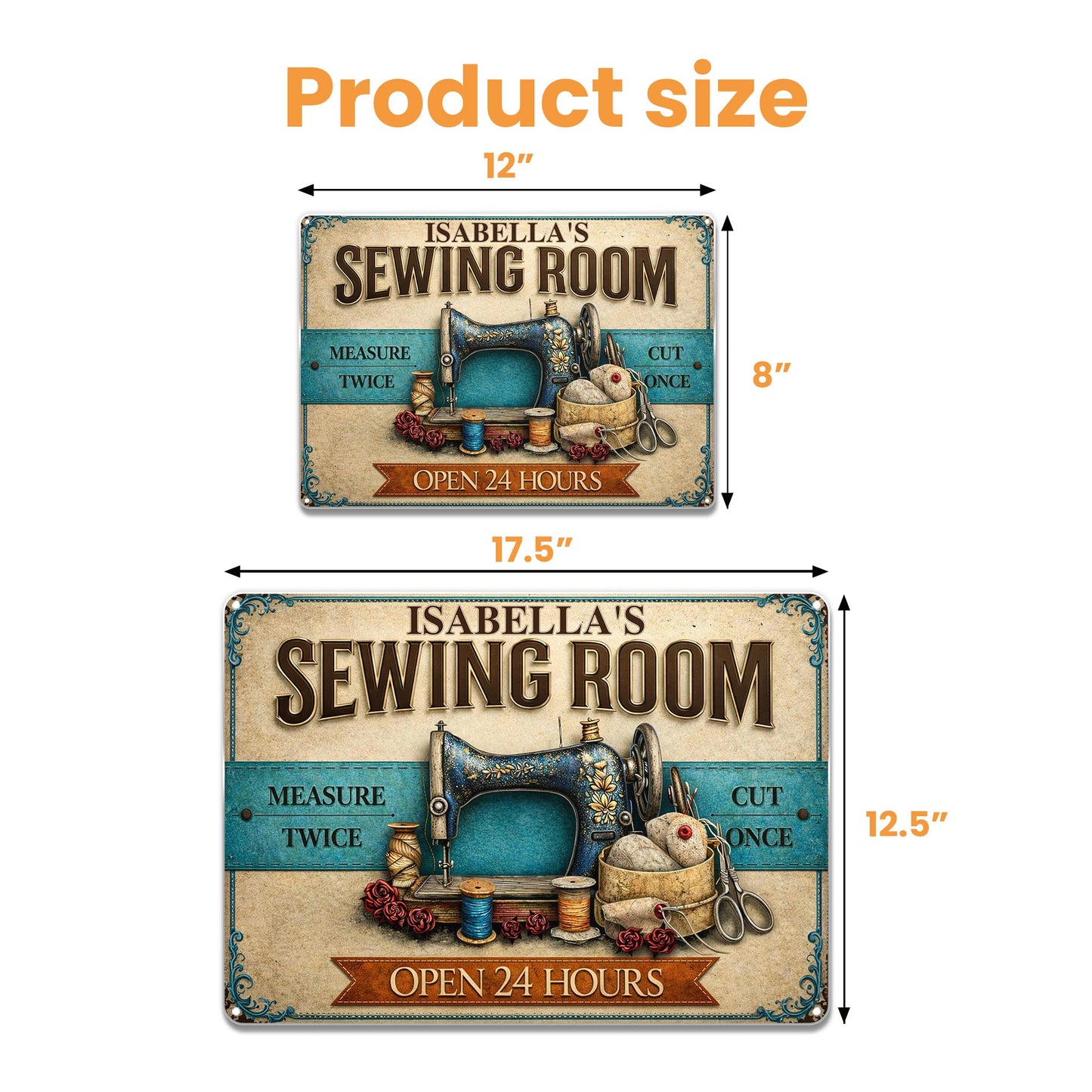 Sewing Room Measure Twice Cut Once Vintage Sewing Machine Threads