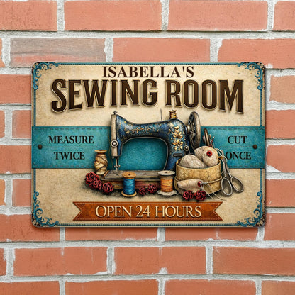 Sewing Room Measure Twice Cut Once Vintage Sewing Machine Threads