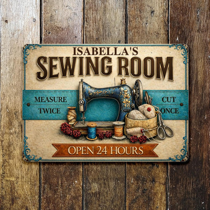 Sewing Room Measure Twice Cut Once Vintage Sewing Machine Threads