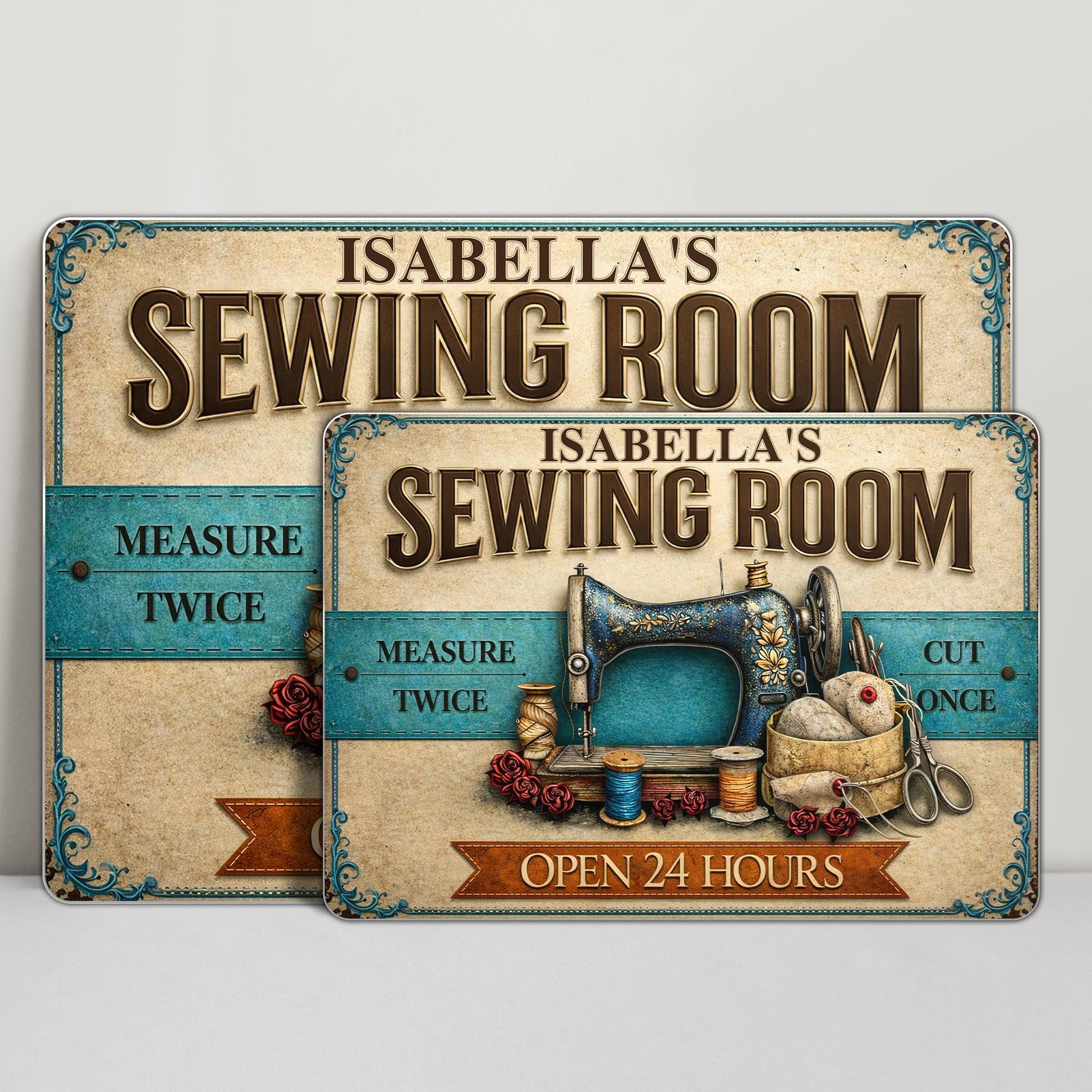 Sewing Room Measure Twice Cut Once Vintage Sewing Machine Threads