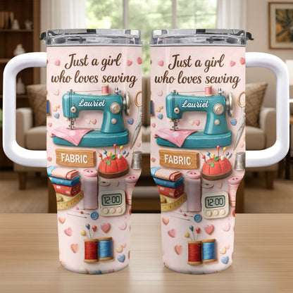 Just A Girl Who Loves Sewing Machine And Fabric