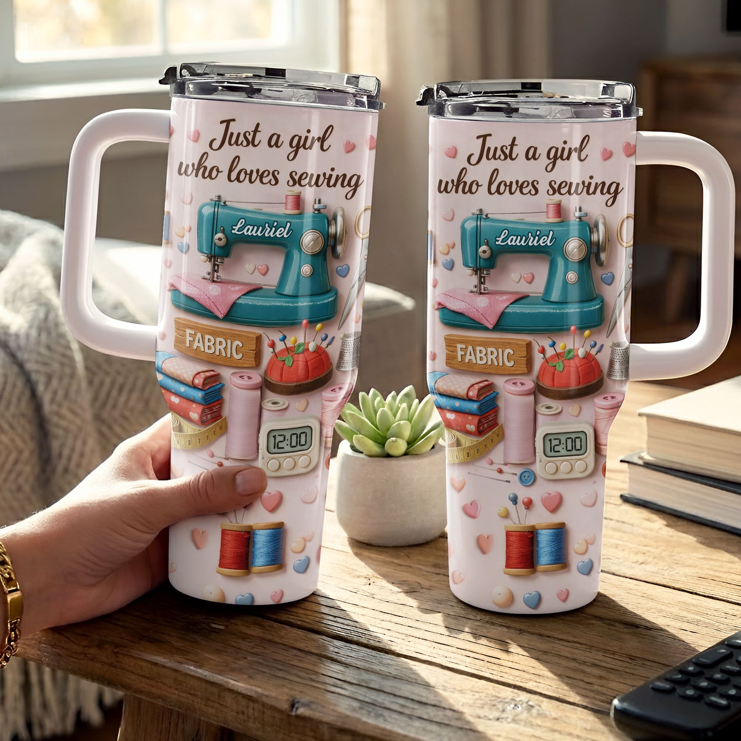 Just A Girl Who Loves Sewing Machine And Fabric