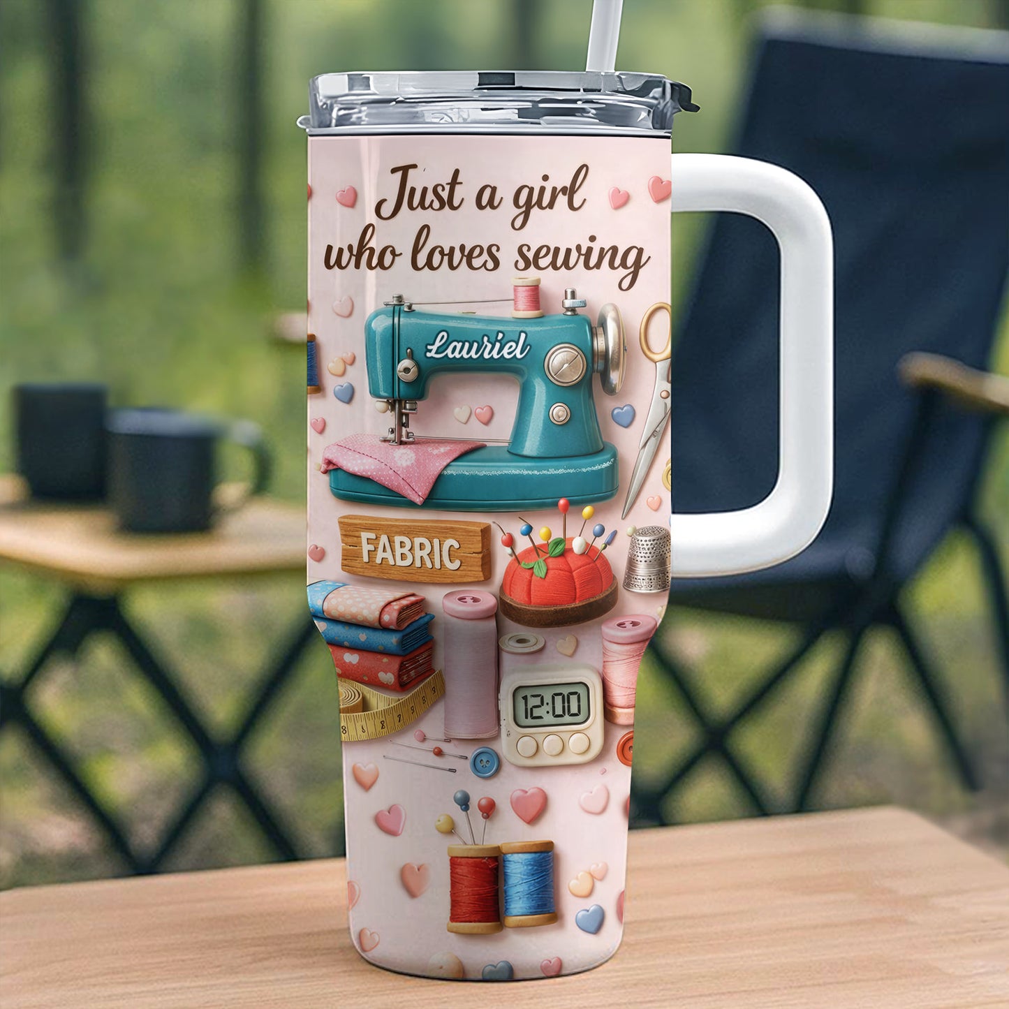 Just A Girl Who Loves Sewing Machine And Fabric