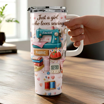 Just A Girl Who Loves Sewing Machine And Fabric