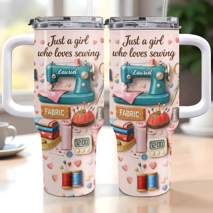 Just A Girl Who Loves Sewing Machine And Fabric