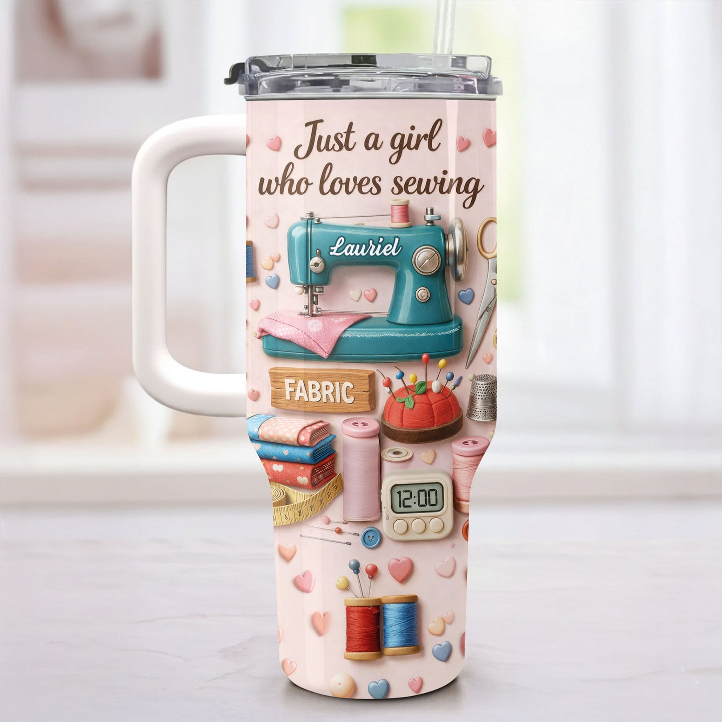 Just A Girl Who Loves Sewing Machine And Fabric