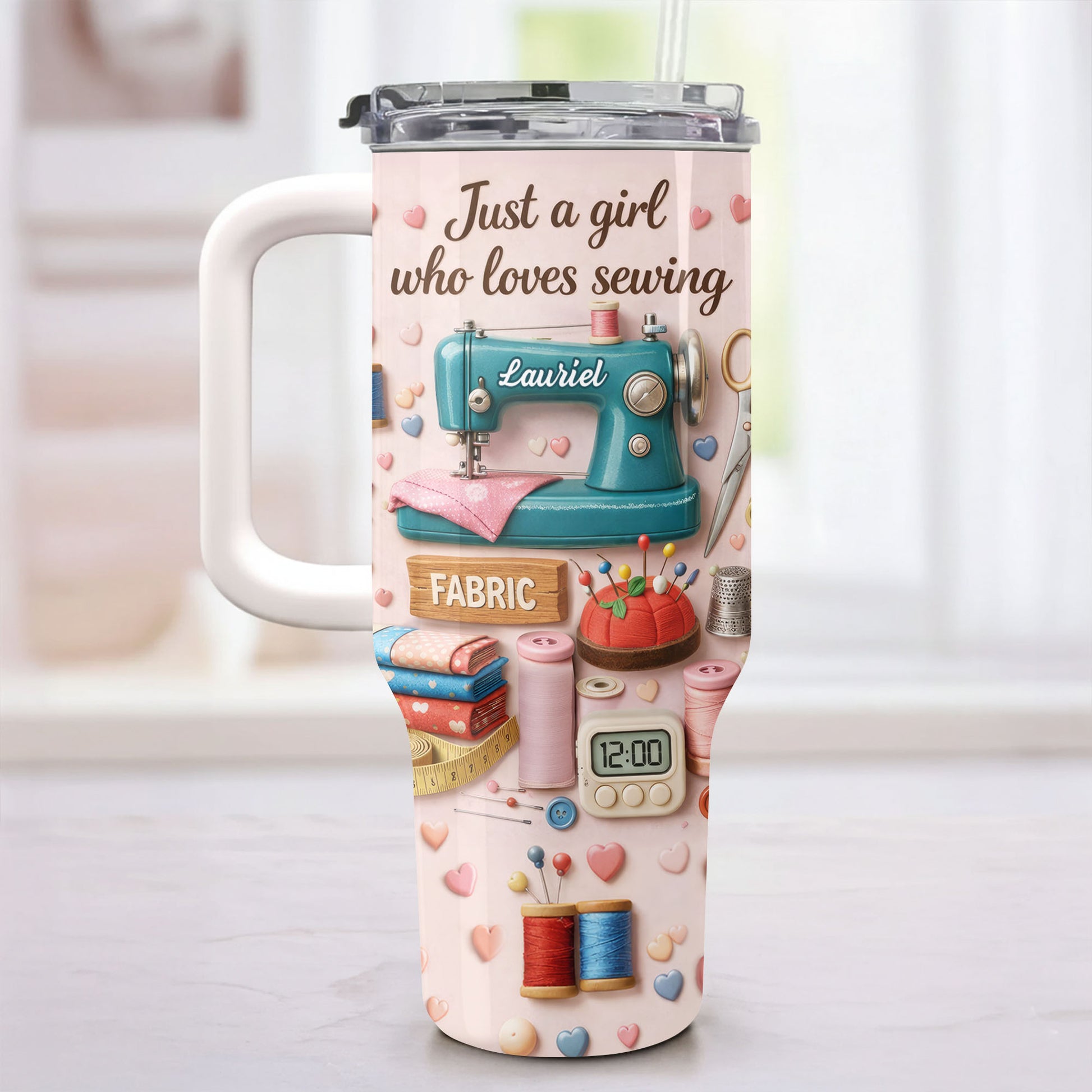 Just A Girl Who Loves Sewing Machine And Fabric