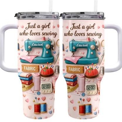 Just A Girl Who Loves Sewing Machine And Fabric