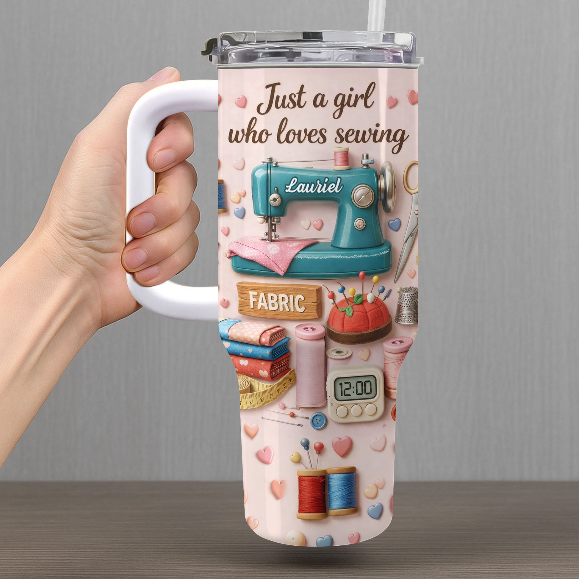 Just A Girl Who Loves Sewing Machine And Fabric