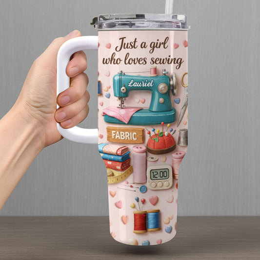 Just A Girl Who Loves Sewing Machine And Fabric