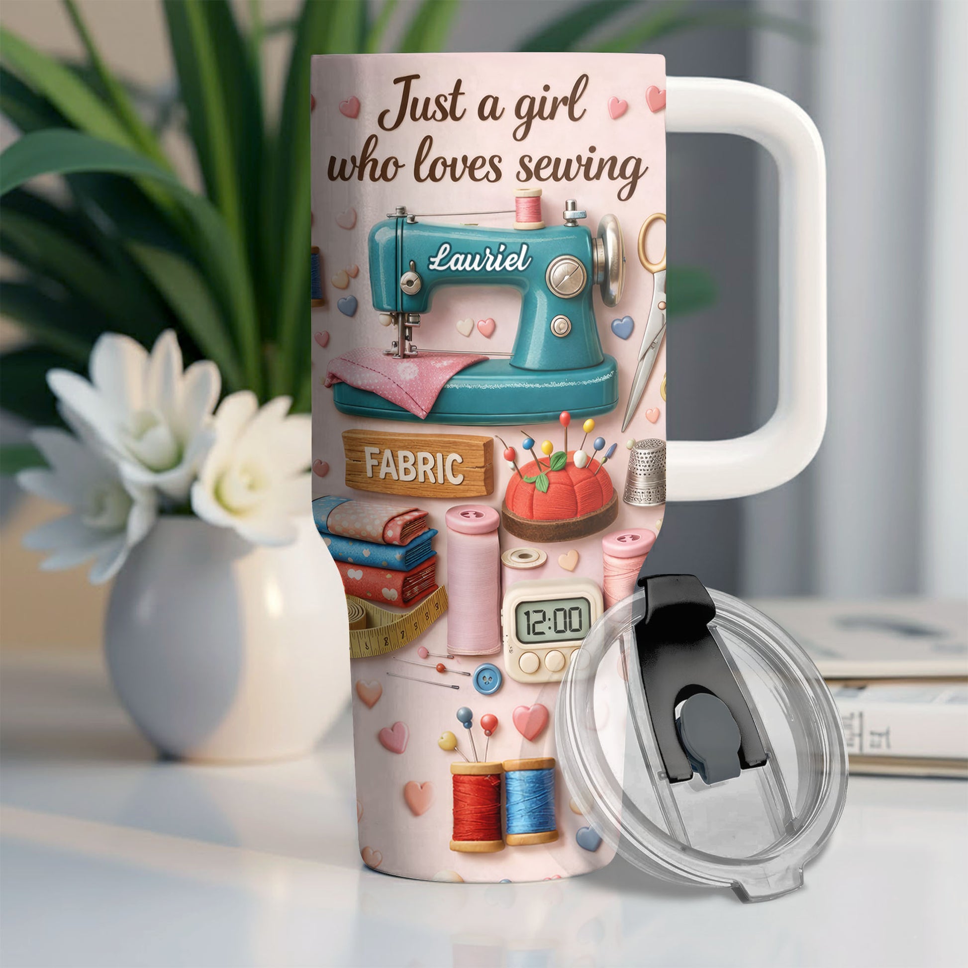 Just A Girl Who Loves Sewing Machine And Fabric