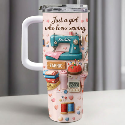 Just A Girl Who Loves Sewing Machine And Fabric