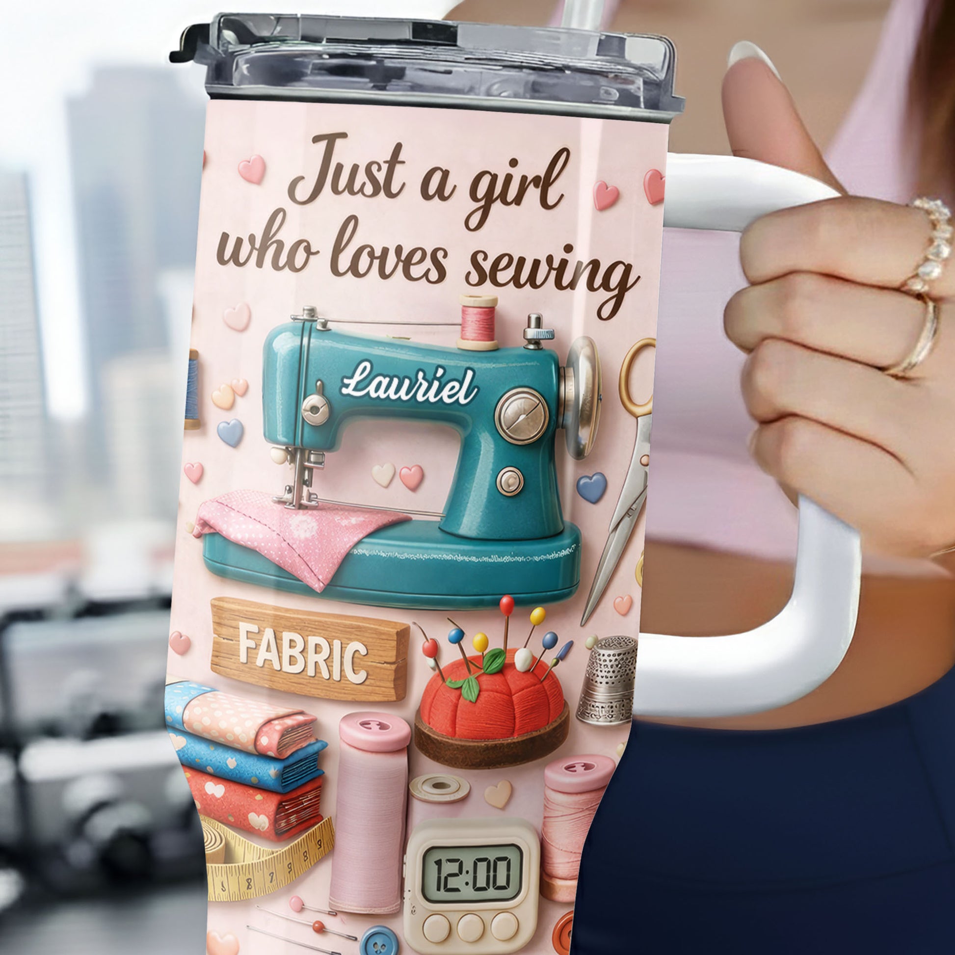 Just A Girl Who Loves Sewing Machine And Fabric
