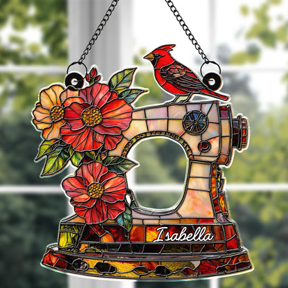 Isabella, Sewing Machine With Cardinal And Flowers