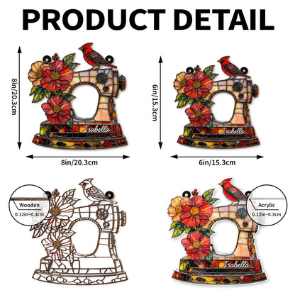 Isabella, Sewing Machine With Cardinal And Flowers
