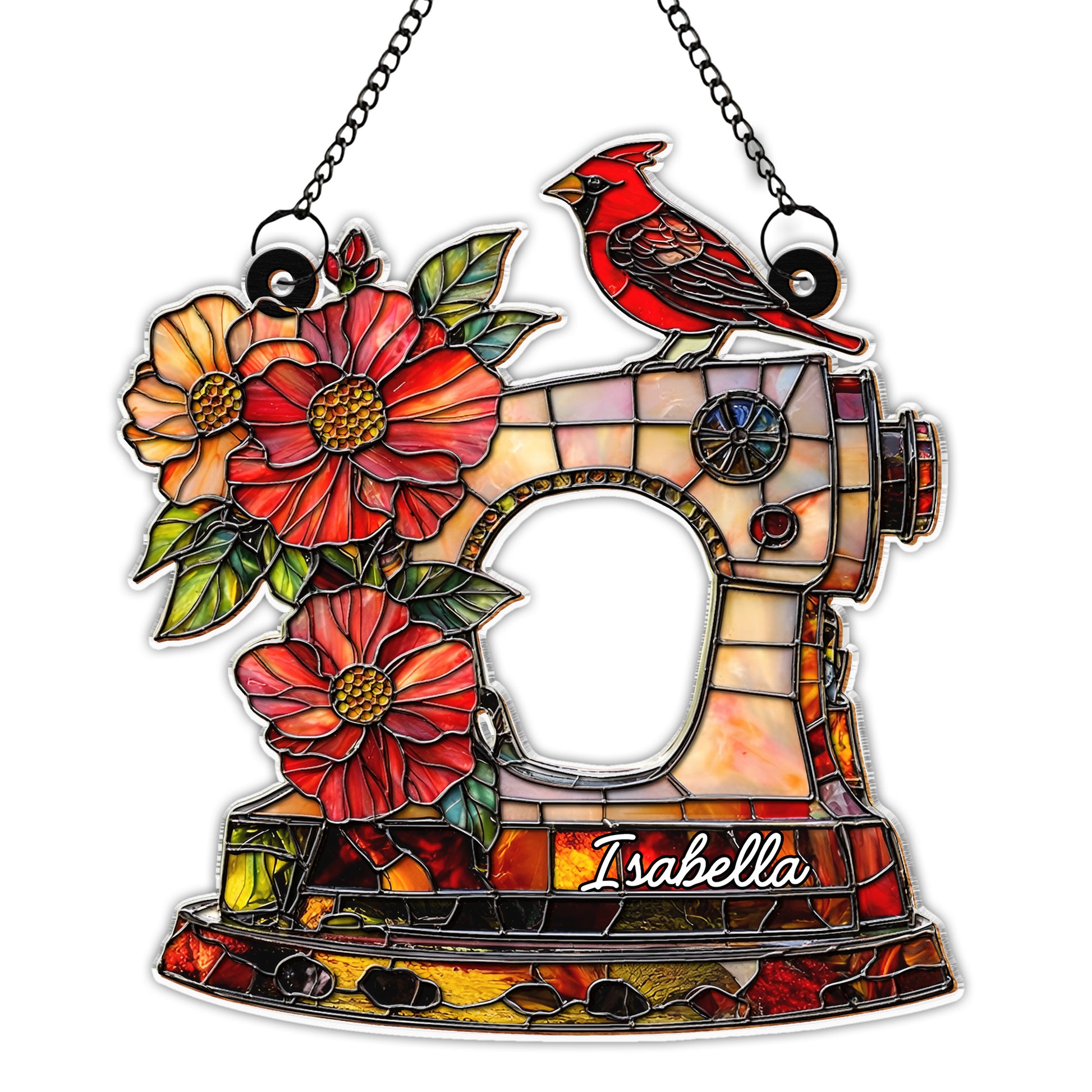 Isabella, Sewing Machine With Cardinal And Flowers