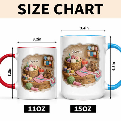 Customizable Crafting Essentials Mug with Yarn and Sewing Items