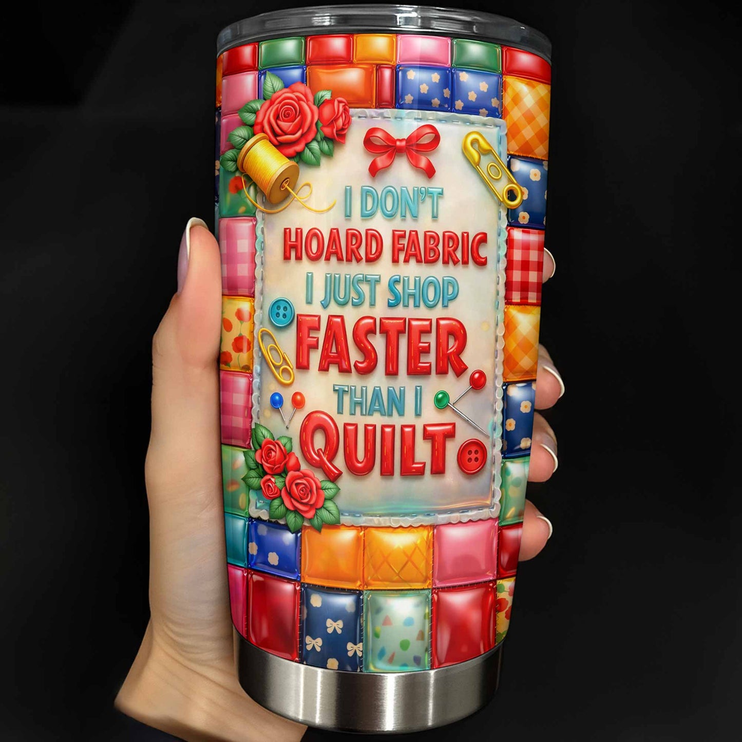 I Don't Hoard Fabric Shop Faster Than I Quilt Sewing Machine Roses