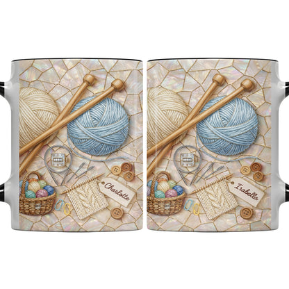 Celebrate Crafting With Yarn Balls and Knitting Needles Mug