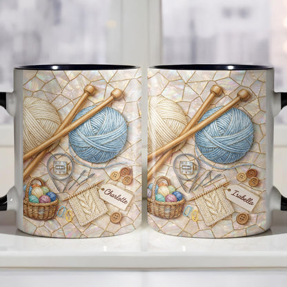 Celebrate Crafting With Yarn Balls and Knitting Needles Mug