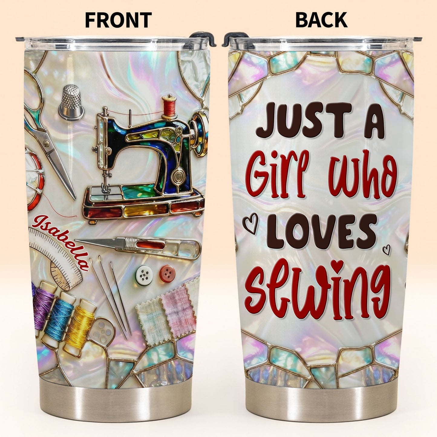 Just A Girl Who Loves Sewing With Sewing Machine And Tools