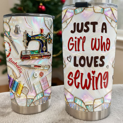 Just A Girl Who Loves Sewing With Sewing Machine And Tools