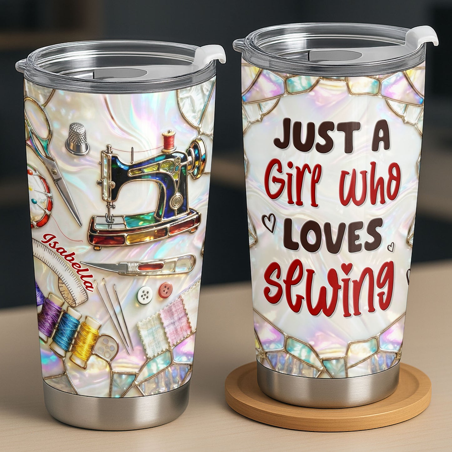 Just A Girl Who Loves Sewing With Sewing Machine And Tools