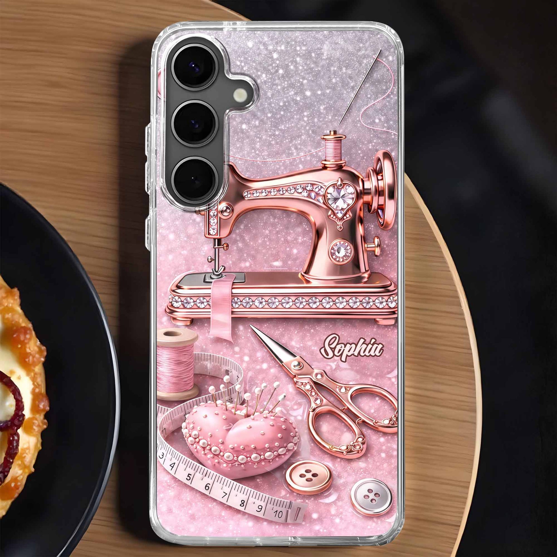 Artistic Sewing-Themed Phone Case Design