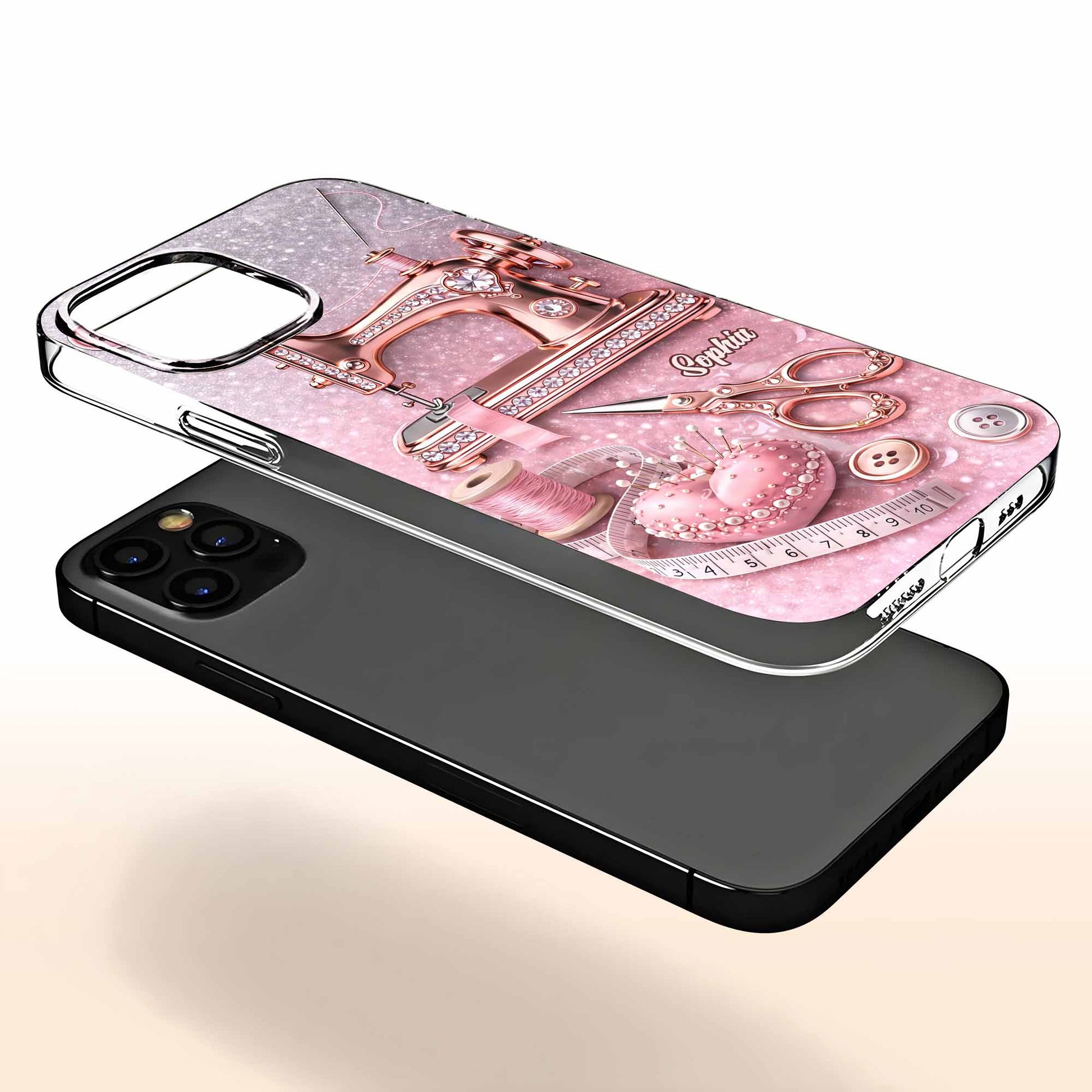 Artistic Sewing-Themed Phone Case Design