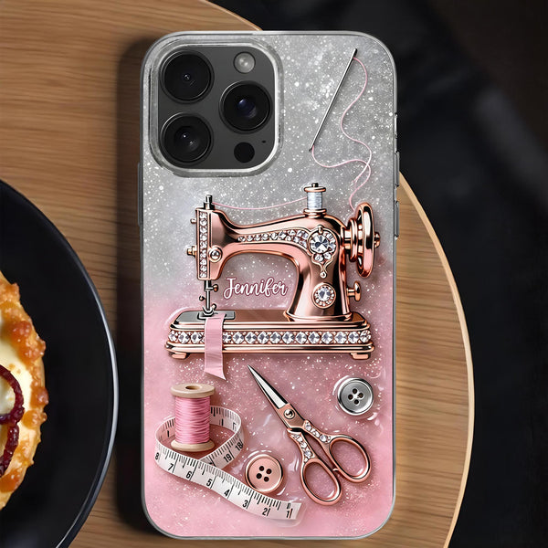 Custom Name Vintage Sewing Machine Design With Scissors And Thread