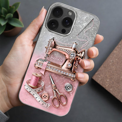 Custom Name Vintage Sewing Machine Design With Scissors And Thread