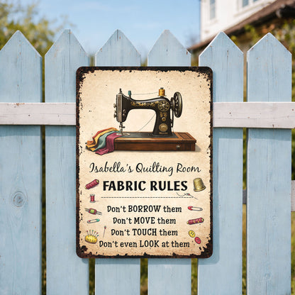 Fabric Rules For My Quilting Room With Sewing Machine And Thread